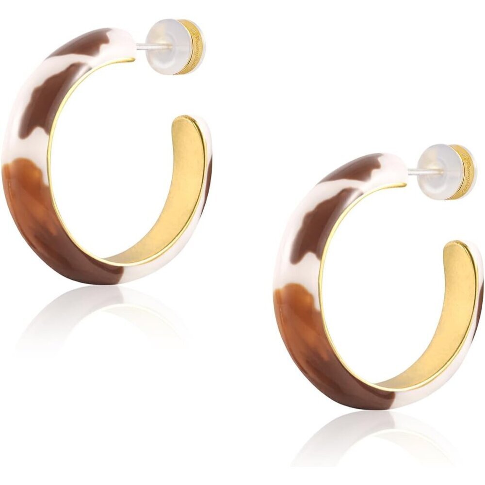 Copper Hoop Earrings Women Western Style Turquoise Accents for Country Events